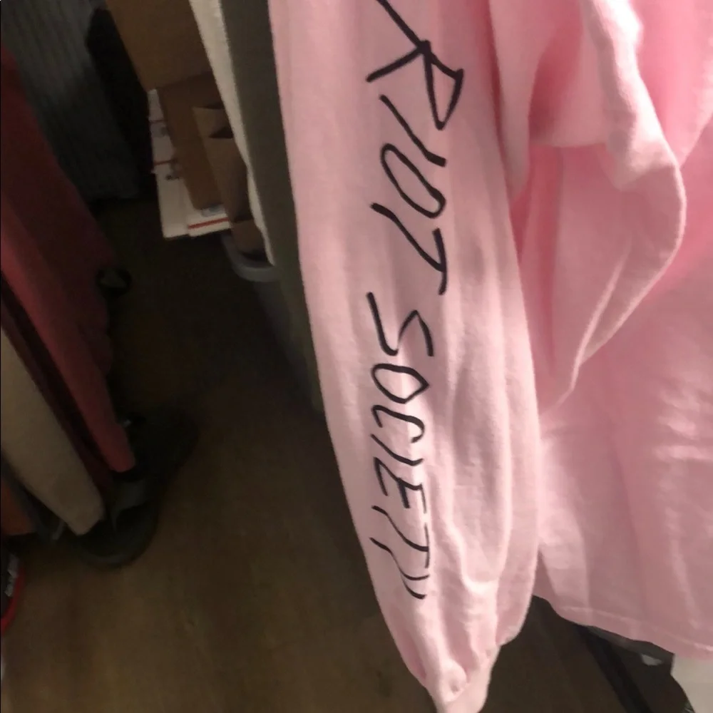 Riot Society Pink Long Sleeve Tee